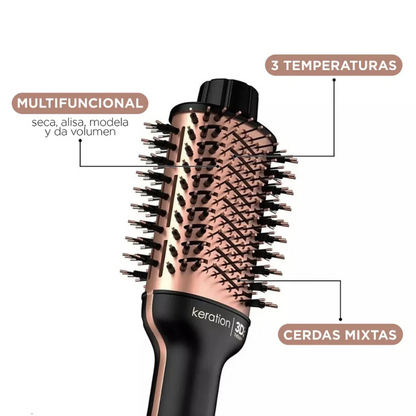 Cepillo Secador Y Moldeador Para Cabello Keratin 3d Pro