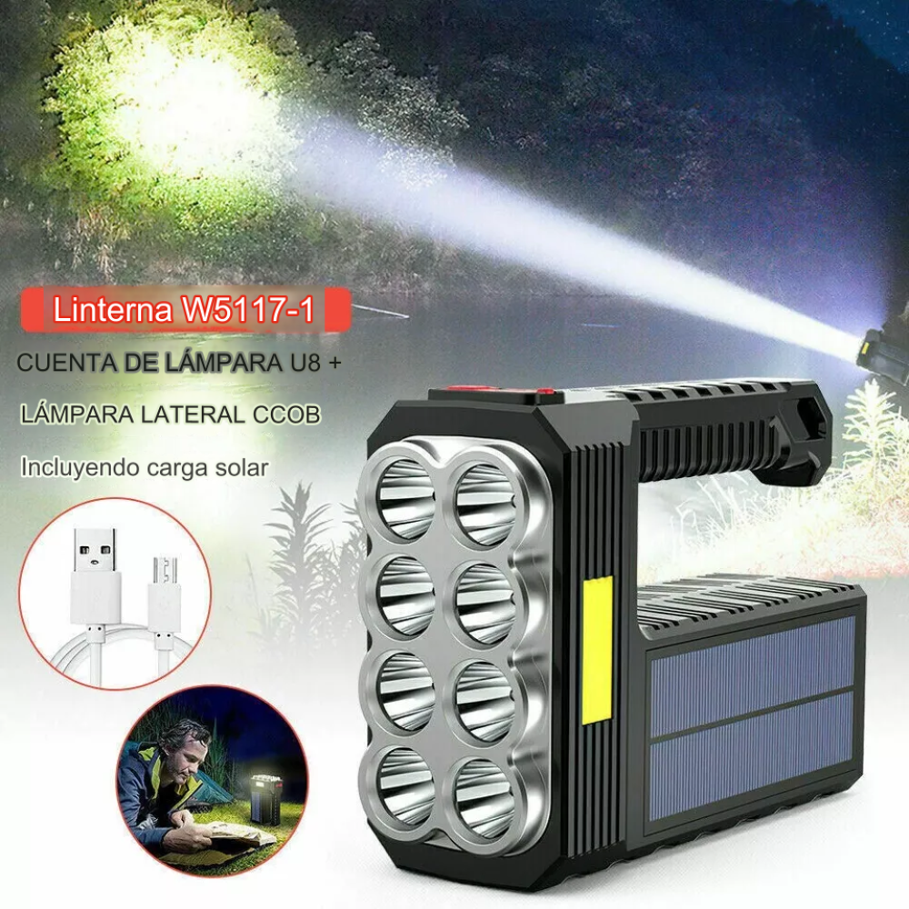 Linterna Led Solar Y Usb Recargable Multifuncional