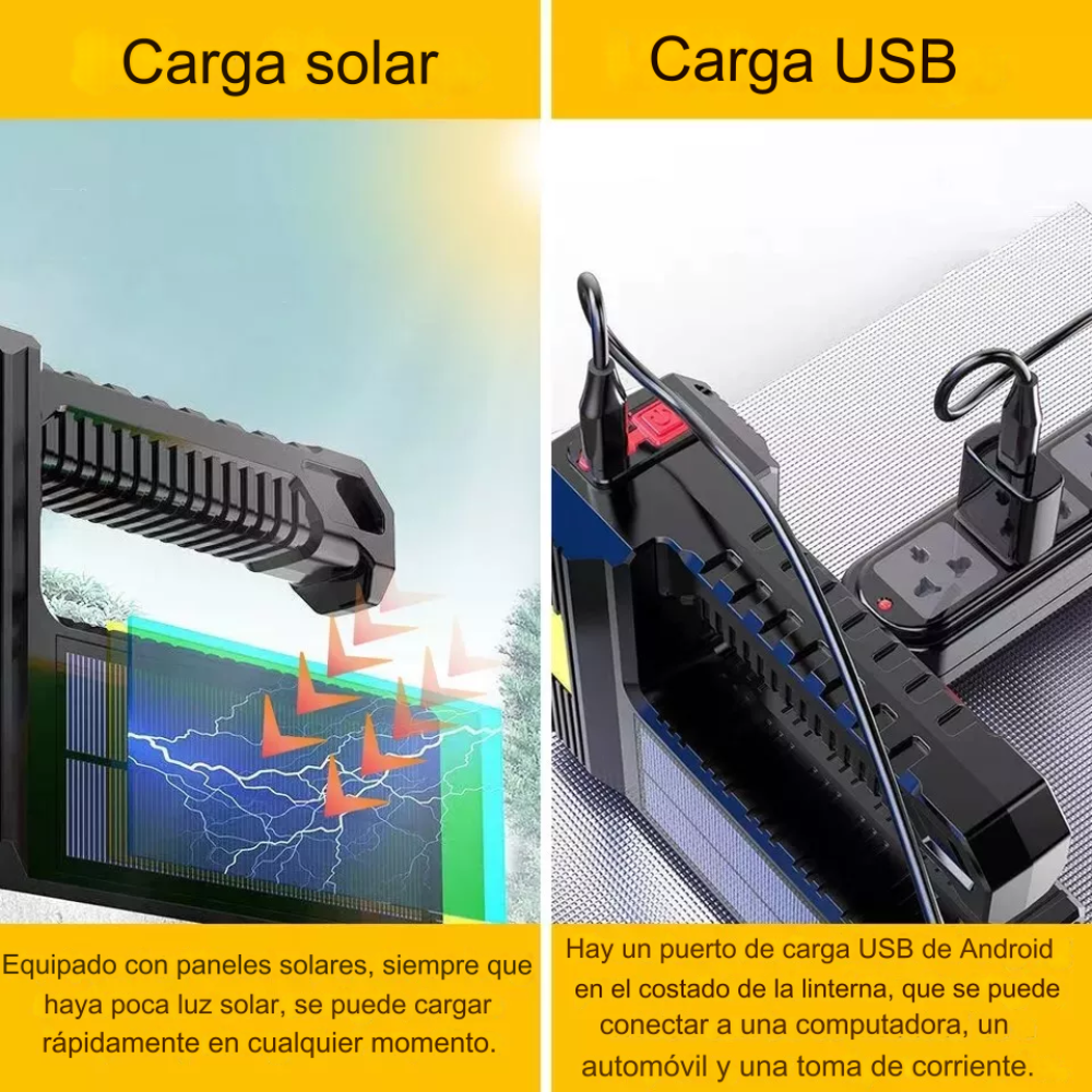 Linterna Led Solar Y Usb Recargable Multifuncional