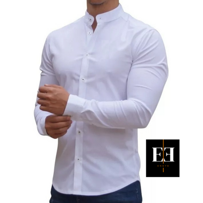 Camisa Manga larga unicolor cuello mao