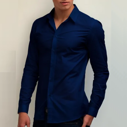 Camisa Manga larga unicolor cuello mao