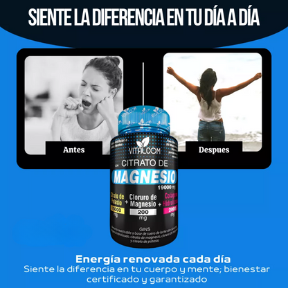 Citrato de Magnesio con Colágeno – Calambres, Dolor Muscular y Estrés | Vitalcom