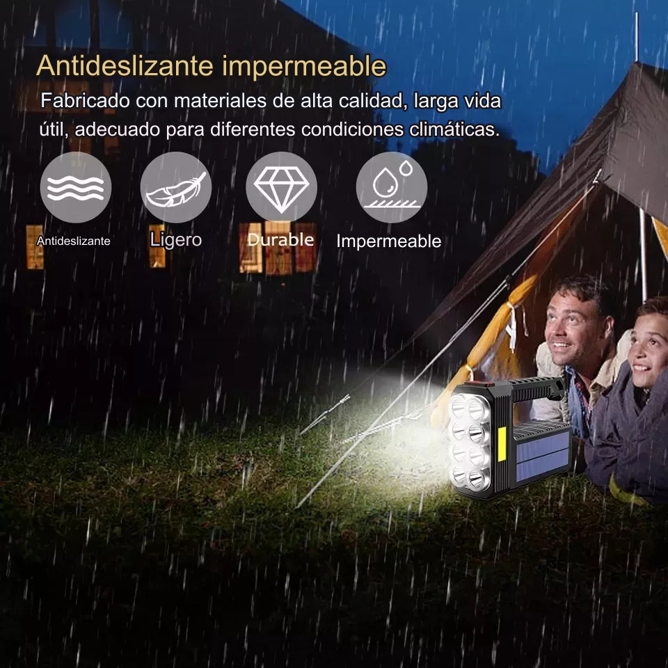 Linterna Led Solar Y Usb Recargable Multifuncional