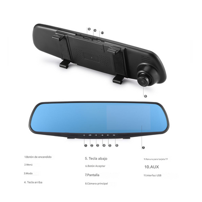 Espejo Retrovisor Doble Cámara Full Hd